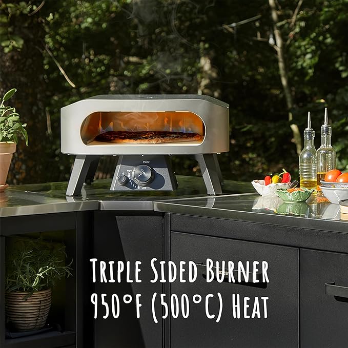 13" Classic Portable Outdoor Pizza Oven - Fire & Stonebaked 13 Inch Pizzas in 60 Seconds - 28mbar Propane Gas Oven, Oven Door, Cordierite Pizza Stone, Built-in Thermometer, Gas Hose & Regulator