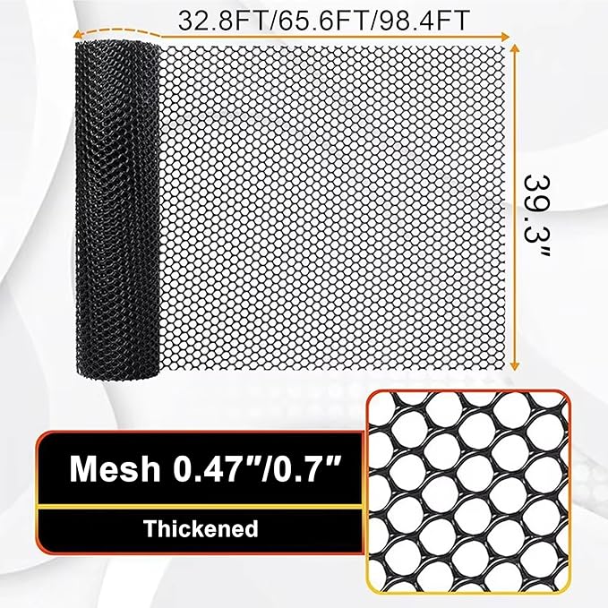 Plastic Wire Mesh Fence, Black Safety Fence Balcony Protection Net 39.3 Inch X 32.8FT Poultry Fence Roll for Garden Chicken Rabbit Construction Barrier(Size:1x20M - Mesh 1.8cm)
