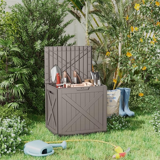 30 Gallon Waterproof Resin Deck Box, UV Resistant Outdoor Storage for Garden, Patio, Porch, Delivery, Gray