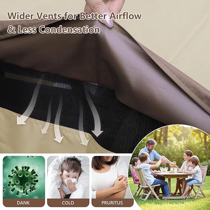 Outdoor Patio Furniture Cover - Heavy Duty Waterproof 600D Tough Canvas Protector for Rectangular Table Cover, All-Season Dining Table and Chair Covers (72L x 44W x 28H Inch)