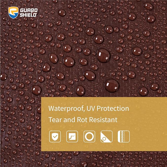 GUARD SHIELD Brown/Green Tarp 10x10 Feet Medium Duty Outdoor Waterproof Multi Purpose Poly Tarps Cover 7mil