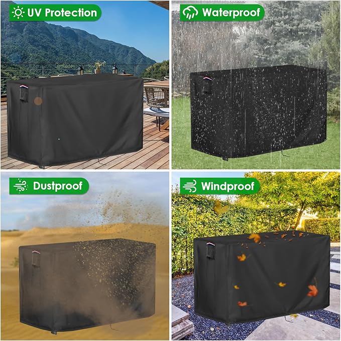 Outdoor Table Cover for Bar Height Outdoor Furniture, Waterproof Prep Table Cover for Stainless Steel/Metal Table and Rectangular Furniture,Black-72"L x 29" W x 43"H