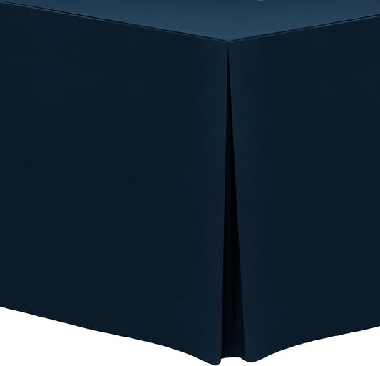 Ultimate Textile -3 Pack- 5 ft. Fitted Polyester Tablecloth - Fits 30 x 60-Inch Banquet and Folding Rectangular Tables - 42" H, Midnight Navy Dark Blue