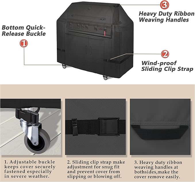 Porch Shield 54W x 24D x 46H inch Premium Gas Grill Cover Up to 52 inch, Waterproof and Fade Resistant 600D BBQ Covers for Weber, Brinkmann, Char-Broil and More, Black