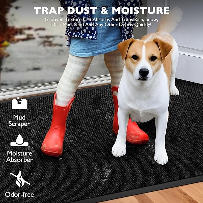 Custom Size Extra Large Front Door Mat, 4FT x 54FT Indoor Outdoor Entrance Commercial Floor Mat, Heavy Duty Dirt Trapper Doormat for Entryway Welcome Mat, Low Profile, Non-Slip, Waterproof