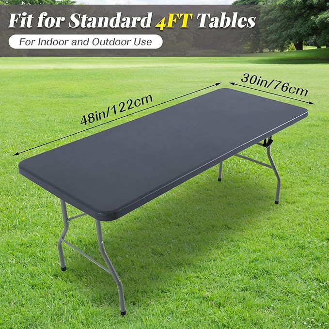 LURKA Rectangle PU Leather Table Cover/Tablecloth with Elastic Fitted Edge – Waterproof, Oil-Proof, Scratch-Resistant, Wipeable Protector for Dining, Kitchen, Outdoor Picnic, Party (Grey, 4FT)