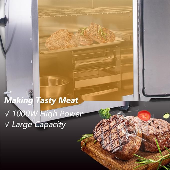 CLIVIA Electric Vertical BBQ Smoker, 5 Layers Outdoor Smoker Oven with Digital Temperature&Time Controller, Barbecue Cooking, Grilling Smoking for Fish, Sausage, Jerky, Cheese
