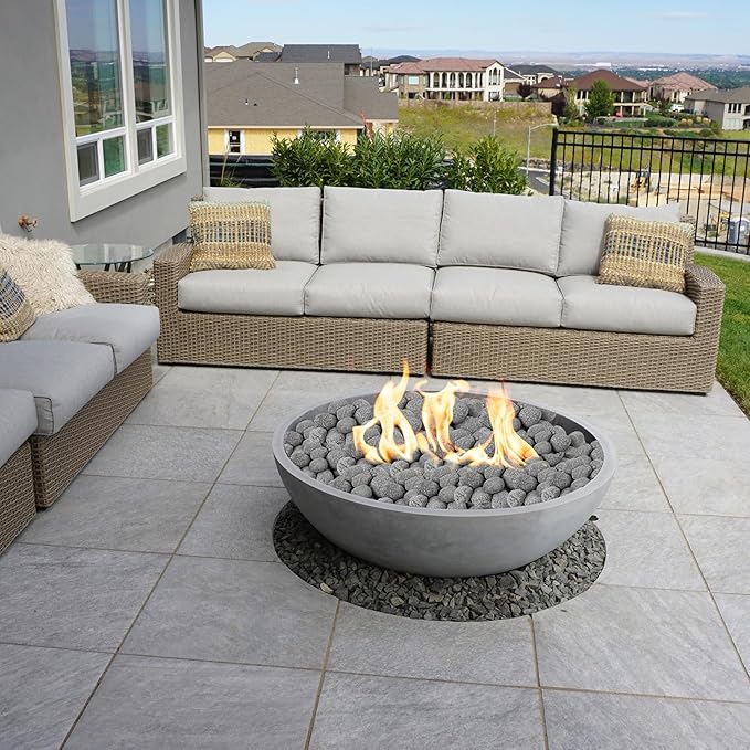 Skyflame Black Natural Tumbled Stones Round Lava Rock Pebbles for Indoor Outdoor Gas Fire Pit | Fireplaces | Garden Landscaping Decoration | Cultivation of Potted Plants | 10 Pounds | 2-3 Inch Size
