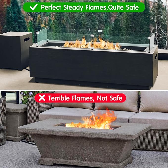 Skyflame Fire Pit Wind Guard, 53.5" x 19.5" x 6" Clear Tempered Glass Flame Guard Set with Hard Aluminum Corner Brackets and Rubber Feet, Fits for 48-inch Rectangular Fire Pit Burner Pan