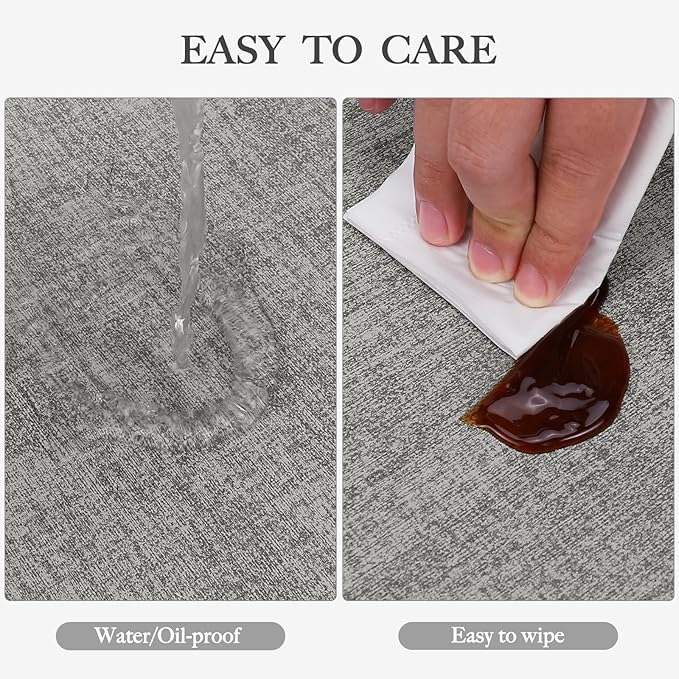 Faux Leather Heat Resistant Placemats Set of 6 – Waterproof Oilproof Wipeable Dining PU Place Mat Easy Clean Table Mats for Kitchen/Dining/Party/Holiday, Light Grey