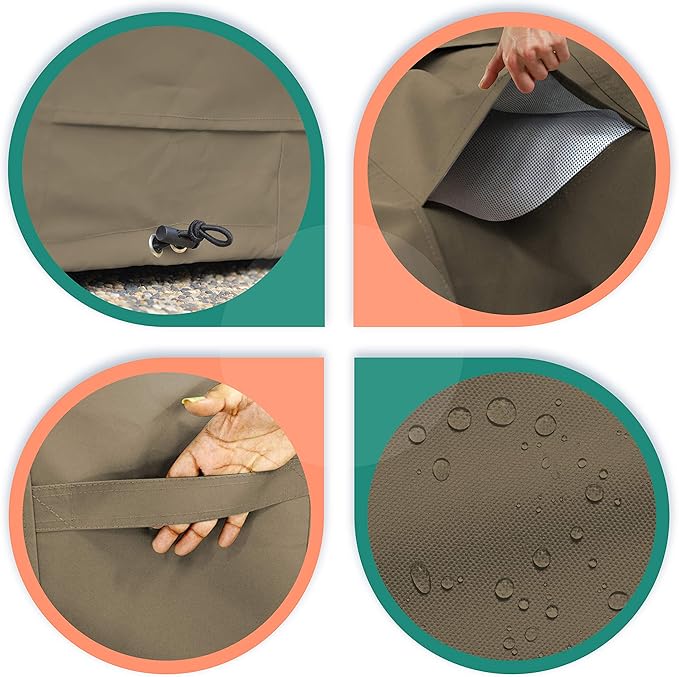 Covers & All Round Table Top Cover, 12 Oz Waterproof UV & Weather Resistant Patio Table Cover, Outdoor Table Cover for Patio Outdoor Furniture & Coffee Table (48" Dia x 4" H Inches, Beige)
