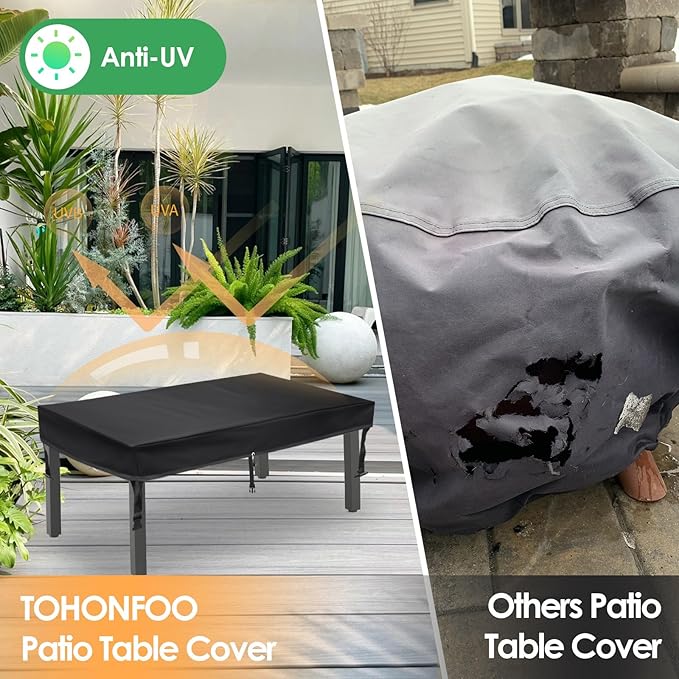 TOHONFOO Patio Coffee Table Cover - Waterproof Anti-UV Patio Table Cover - Outdoor Table Cover 48" L x 28" W x 6" H