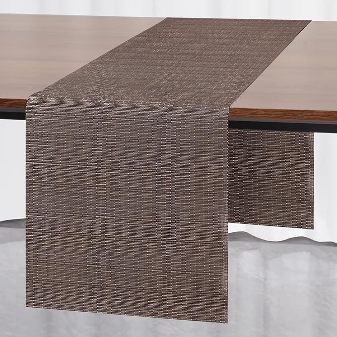 Myir JUN Table Runner, Vinyl Table Runner Indoor 55 Inch Long Arbitrarily Cropped Runner for Table Heatproof for Home Party (Coffee, 12 x 55 inch)