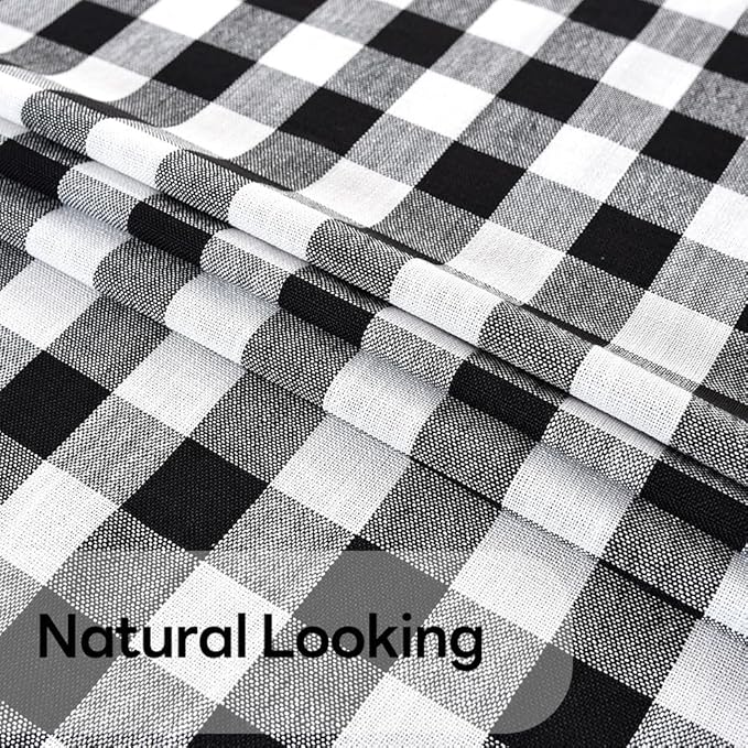 Gingham Tablecloth Rectangle Table Cloth Heavy Duty Cotton Checkered Table Cover for Spring Picnic Kitchen Dining(C-Black, 52x52 inch)