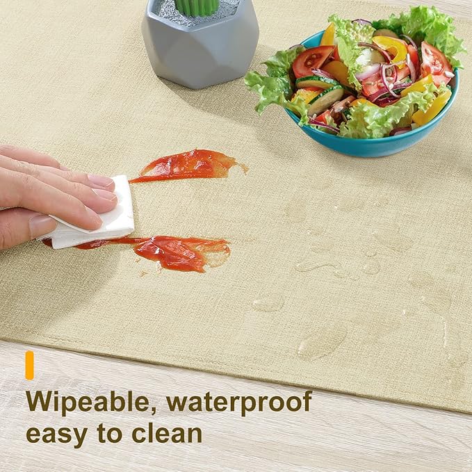 Waterproof Wipeable Table Runner, Thick Farmhouse Runner, Dresser Runner, Rustic Table Runner for Kitchen, Dining Room, Bedroom, Living Room, Indoor and Outdoor (36'', Beige)