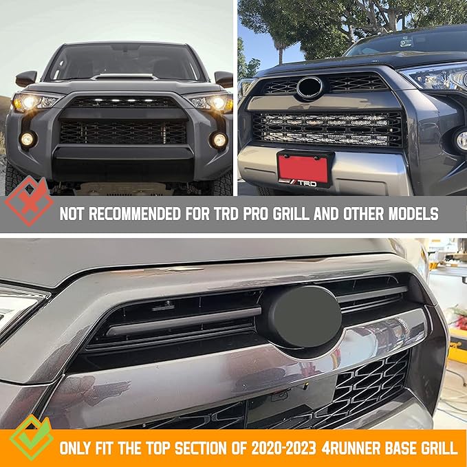 SEVEN SPARTA 4 PCS Grill Led Lights Compatible with Toyota 4Runner 2020-2024, Including SR5, TRD Sport, Off-Road, Premium and Limited Grille, Fuse and Instruction Included (Smoke Shell/White Lights)