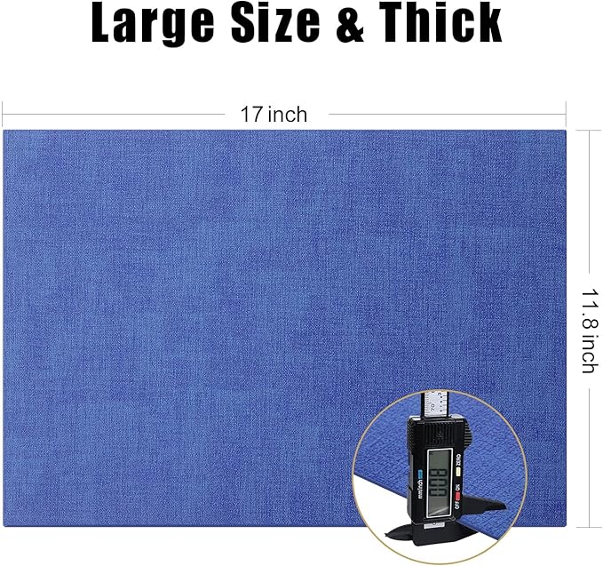 Homaxy Faux Leather Heat Resistant Placemats for Dining Table Set of 8, Waterproof Wipeable Washable PU Table Mats, Easy to Clean Anti-Slip Place Mats, 11.8" x 17", Sea Blue