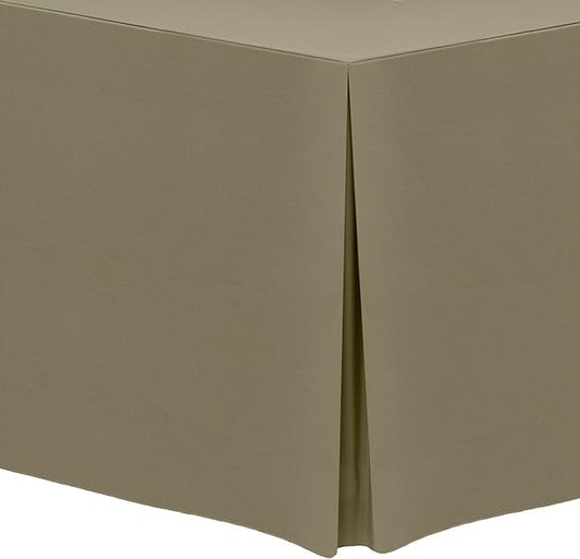 Ultimate Textile -3 Pack- 5 ft. Fitted Polyester Tablecloth - Fits 30 x 60-Inch Banquet and Folding Rectangular Tables - 42" H, Cafe Khaki