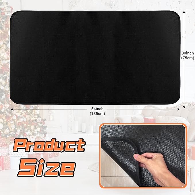 Hearth Rugs Fireproof, Fireplace Rug, Fireplace Mat, Fireplace Rugs Fire Resistant, 54" x30”, Heated Floor Mat for Outdoor BBQ Grills, Fire Pits, Smokers, Woodstoves
