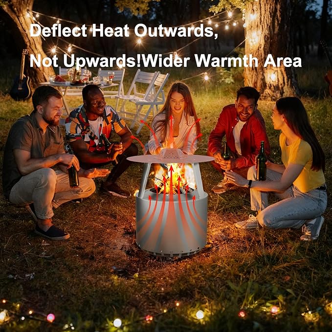 Heat Deflector for Solo Stove Yukon 27", 304 Stainless Steel Heat Diffuser with Handle & Legs,Heat Radiation for Wider Warmth Area, Compatible with Yukon 27" Outdoor Fire Pits, for Camping,Backyard