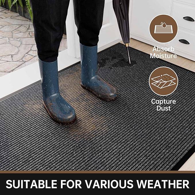 Front Door Mat, 72" x 24" Heavy Duty Indoor Outdoor Doormat, Non-Slip Welcome Mats for Entryway, Rubber Backing Low Profile Commercial Door Mats