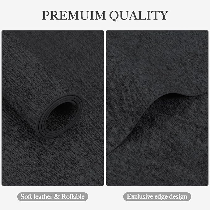 Faux Leather Heat Resistant Placemats Set of 6 – Waterproof Oilproof Wipeable Dining PU Vinyl Place Mat Easy Clean Table Mats for Kitchen/Dining/Party/Holiday, Dark Grey