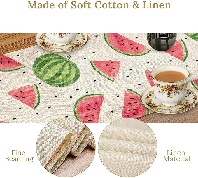 Watermelon Table Runner, Spring Summer Watermelon Theme Table Runner for Party Decoration Dining Room Holiday Home Kitchen 13x120in