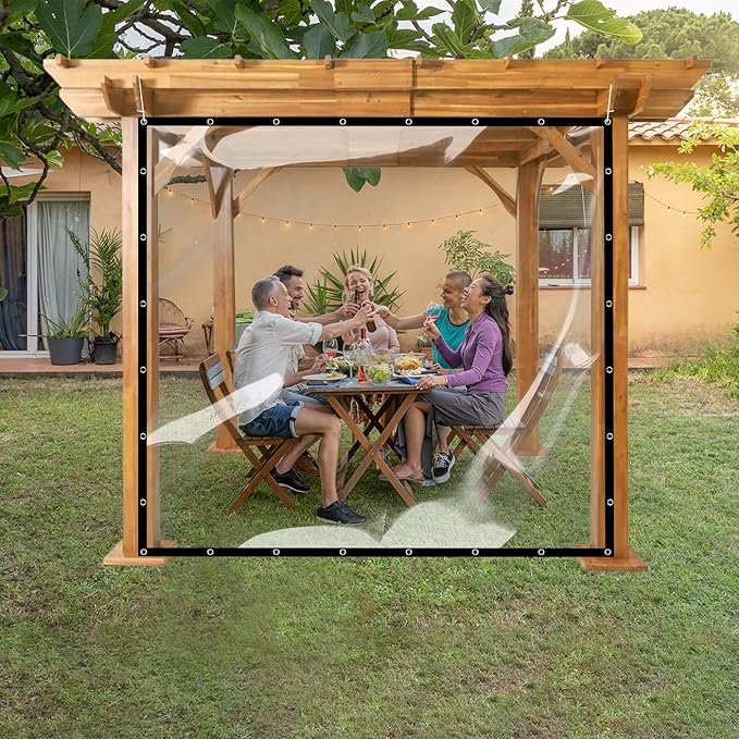 Covers & all Clear Tarp Heavy Duty Waterproof, 20mil Clear Tarp with Grommets, Outdoor Tarp for Patio Covers, Porch Screens, Greenhouses, Chicken Coop (5' H x 10' W Feet), Indoor or Outdoor Use