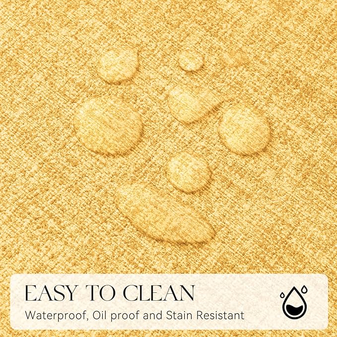 MOSAYT Placemats Set of 4, Heat Resistant Vinyl Place Mats with Coasters, 100% Waterproof Wipeable Washable Faux Leather Table Mats for Kitchen Dining Party Indoor Outdoor, 12" x 17", Yellow
