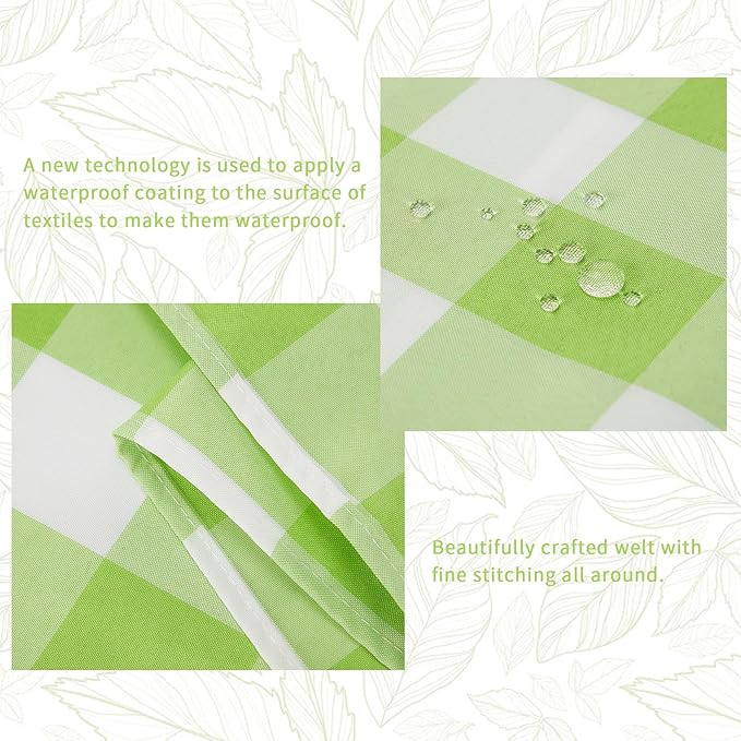 Fabric Checkered Table Runner 12 Pack Waterproof Gingham Table Runner 14W x 108L Buffalo Check Table Runners for Parties Kitchen Dining Wedding Banquet (Emerald and White)