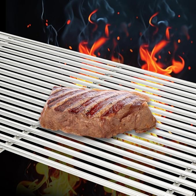 J&HYBBQ 19.5" Stainless Steel Grill Grates Replacement for Weber Genesis 300 Series Grills (2007-2016) - 18 Solid Rods, 7MM Thick, Non-Stick & Rust-Resistant Cooking Grates