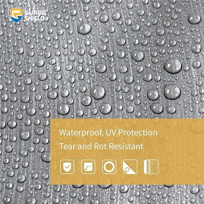 GUARD SHIELD Tarps Heavy Duty Waterproof 12x20 Feet Silver/Black Poly Tarp Cover Outdoor Thick UV Resistant Tarpaulin with Grommets 10mil (2-Pack)