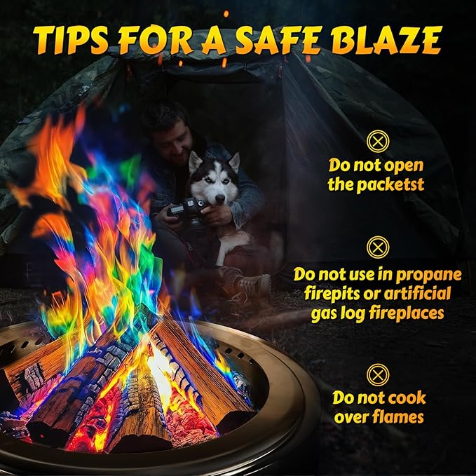 HGD (28 Pack) Magic Campfire Fire Color Changing Packets for Fire Pit - Actually 30pk Bonus 2 Free, Indoor/Outdoor Fireplace, Bonfire - Rainbow Magical Flame, Camping Accessory, Compatible with Wood