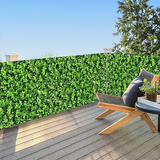 UPGRADE 4'x41'Customized PVC Privacy Fence Screen with Green Leaves Print – Outdoor Waterproof Patio Privacy Cover for Yard, Balcony, Garden Fence Decoration
