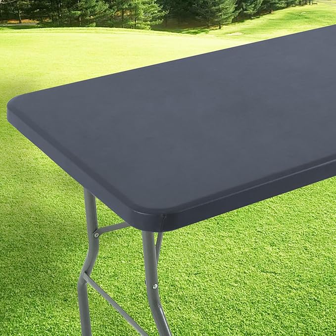 LURKA Rectangle PU Leather Table Cover/Tablecloth with Elastic Fitted Edge – Waterproof, Oil-Proof, Scratch-Resistant, Wipeable Protector for Dining, Kitchen, Outdoor Picnic, Party (Grey, 4FT)