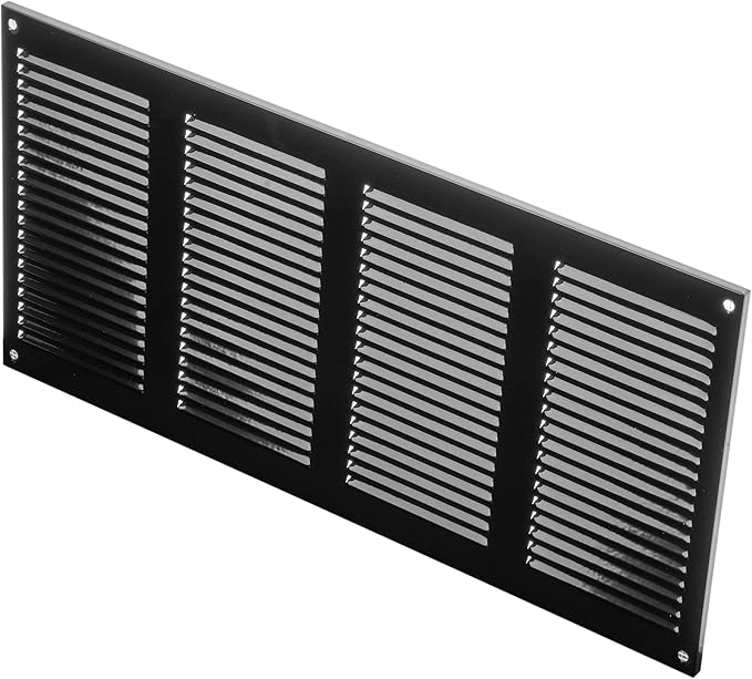 Repa Market Air Vent Cover 16x8 Inch (Outer Dimensions) Black Galvanized Steel Louvered Grill Cover with Mesh Screen/Wall or Ceiling Vent/HVAC Register for Indoor and Outdoor Ventilation