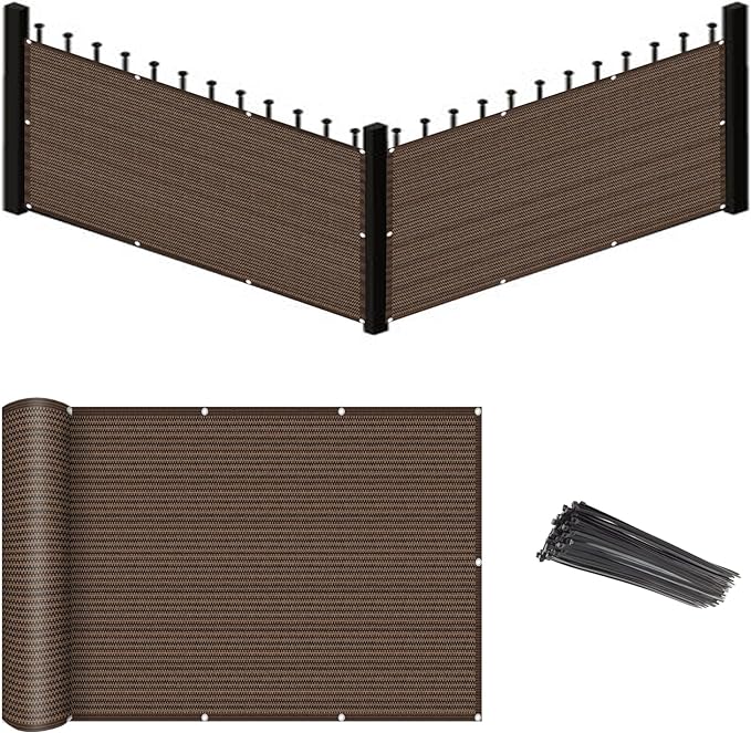 Eden's Decor Balcony Privacy Screen Brown 2'6"x 39' Cover Mesh Windscreen Weather-Resistant UV Protection for Backyard Deck, Patio, Balcony, Pool, Porch, Fence, Railing, Gardening
