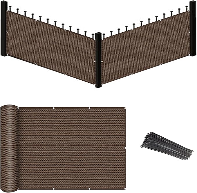 Eden's Decor Balcony Privacy Screen Brown 2'6"x 20' Cover Mesh Windscreen Weather-Resistant UV Protection for Backyard Deck, Patio, Balcony, Pool, Porch, Fence, Railing, Gardening