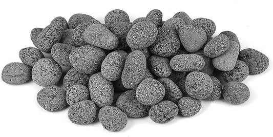 Skyflame 1/2-1 Inch Natural Tumbled Stones, Round Lava Rock Pebbles for Indoor Outdoor Gas Fire Pit | Fireplaces | Garden Landscaping Decoration | Cultivation of Potted Plants | 15 Pounds