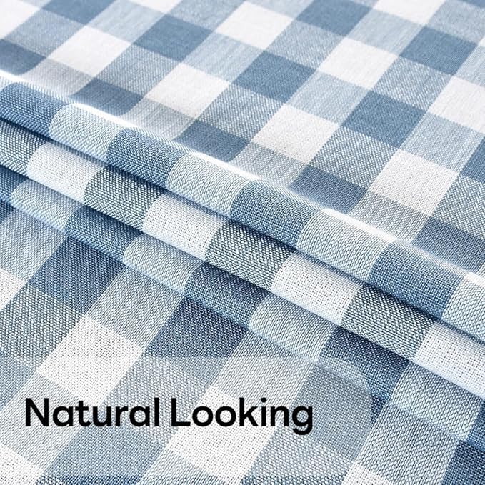 Gingham Table Cloth for Rectangle Tables Sky Blue Checkered Plaid Tablecloth Heavy Duty Cotton Blend Washable & Wrinkle Table Cover for Outdoor Kitchen Dining Picnic Camping (60x84 Inch)