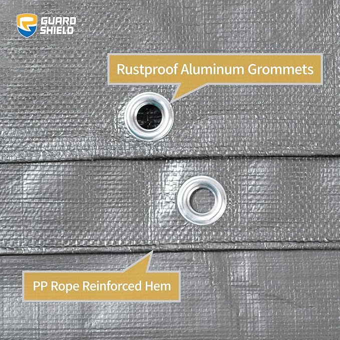GUARD SHIELD Heavy Duty Tarp 12x24 Feet Silver/Black Multi Purpose Thick Waterproof Poly Tarp Cover 10mil