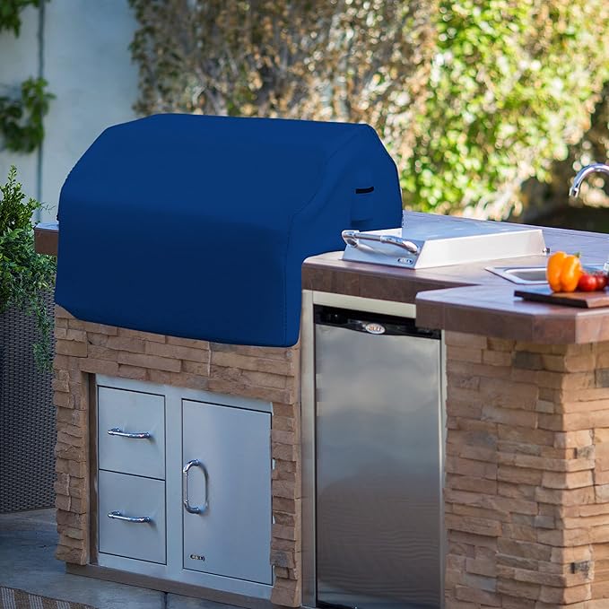 Covers & all Built-in Outdoor Grill Cover, Durable Heavy Duty 18 Oz Waterproof Cover Tuff Material with Air Pocket & Elastic for Snug Fit (57" W x 27" D x 26" H inches, Blue)