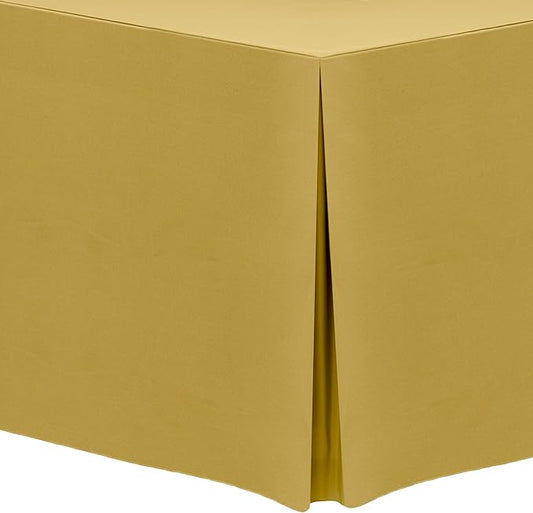 Ultimate Textile -5 Pack- 5 ft. Fitted Polyester Tablecloth - Fits 30 x 60-Inch Banquet and Folding Rectangular Tables - 42" H, Gold