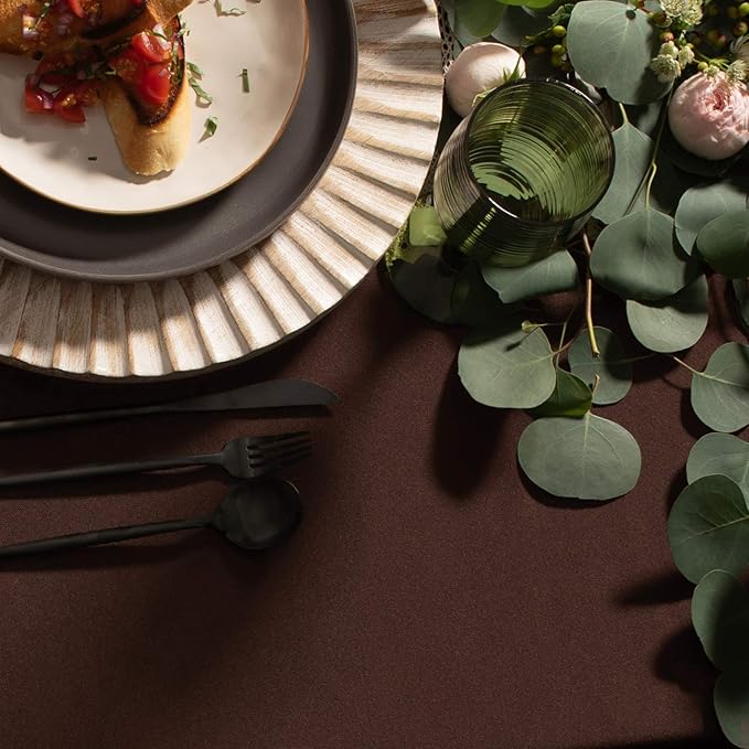Gee Di Moda Rectangle Tablecloth - 60 x 126 Inch Chocolate Table Cloth for 8 Foot Rectangle Tables - Heavy Duty Washable Fabric - for Holiday Party, Dinner, Weddings, Baby Shower & Events