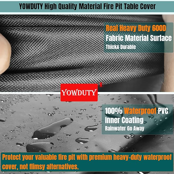 Propane Fire Pit Cover Square 28 Inch, Waterproof Heavy Duty 600D Gas Fire Pit Table Cover 28x28x25 Inch, Fit 26-28 Inch Firepit Table, All-weather Protection For Patio Fire Table
