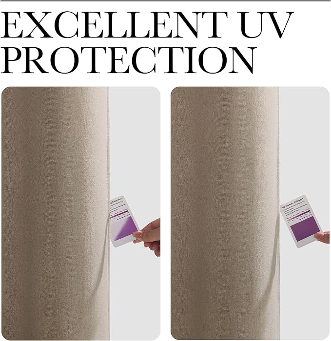 NICETOWN Outdoor Curtains for Patio Waterproof, Thermal Insulated Linen Textured 100% Blackout Outside Drapes for Gazebo, Privacy Sun Shades for Indoor, Bathroom, W52 x L84 Inch, Taupe, 2 Panels