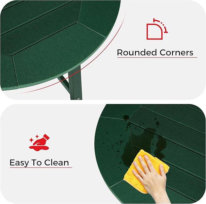 Costaelm Patio Bistro Table, 37" Counter Height Round Patio Cocktail Bar Table with Umbrella Hole, Outdoor Bistro Dining Pub Table for Front Porch Deck Backyard Garden, Dark Green