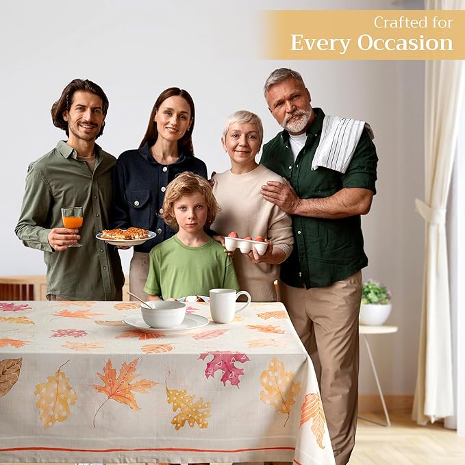 Maison d' Hermine Table Cloth Square Table 100% Cotton 54 x 54 Inches Fall Tablecloth Reusable Everyday Use for Thanksgiving Christmas Decorations Dining Farmhouse Party (Colours of Autumn)
