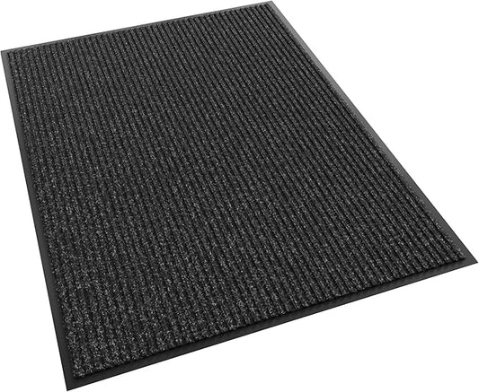 Front Door Mat, 48" x 36" Heavy Duty Indoor Outdoor Doormat, Non-Slip Welcome Mats for Entryway, Rubber Backing Low Profile Commercial Door Mats, Black Stripe
