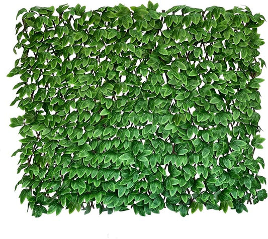 Expandable Fence Privacy Screen for Balcony Patio Outdoor,Decorative Faux Ivy Fencing Panel,Artificial Hedges (Single Sided Leaves) (1, Peony Leaf)